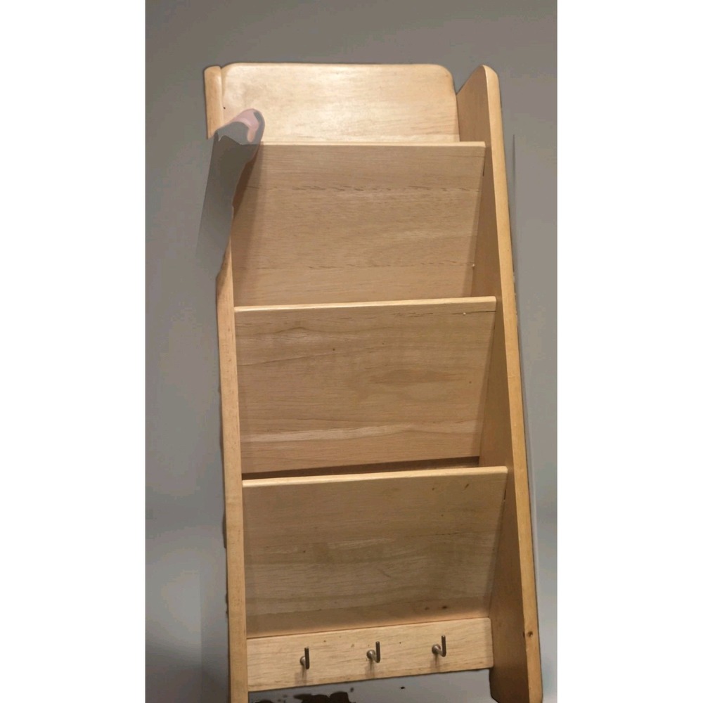 Wooden Mail/Letter Holder Organizer Hanging Or Freestanding 12"x6" 3 Slots